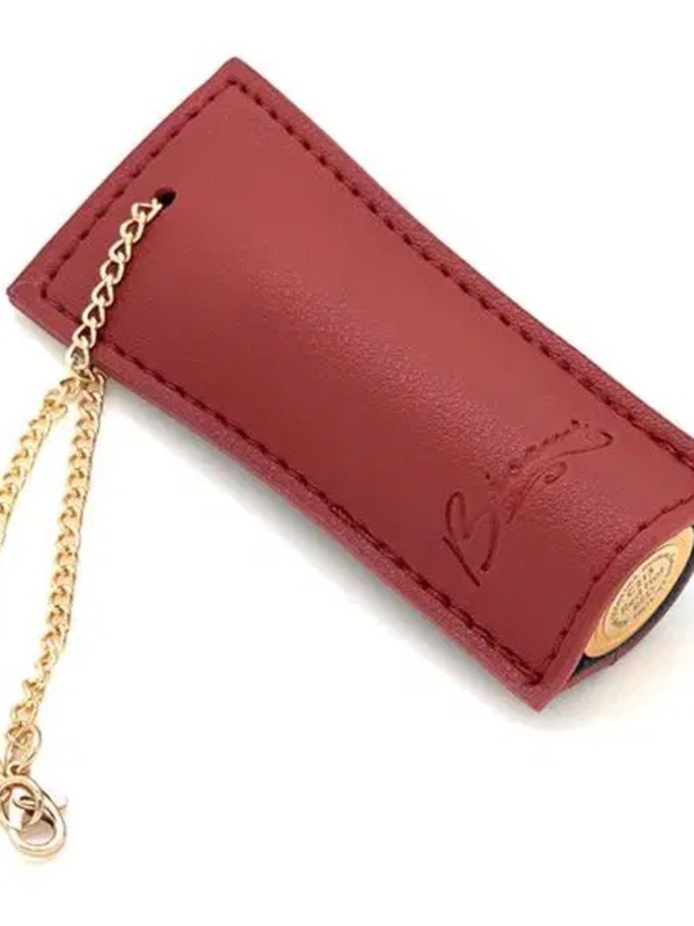 Besame Red & Navy Lipstick Case with Gold Chain